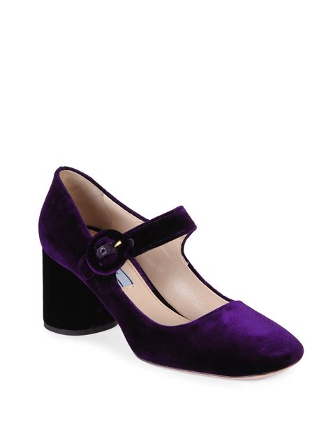 prada velvet mary jane pump purple|Prada Velvet Mary Jane Pumps .